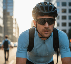 cycliste qu transpire à vélo