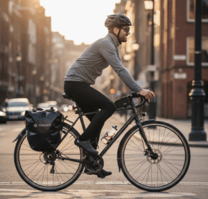 cycliste avec sacoche vaude