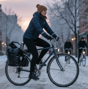 vélotafeuse en hiver équipée
